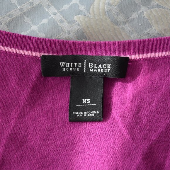 WHBM Magenta Fuchsia Sweater Cardigan with Scallop Trim and Chrome Snap Buttons - Picture 4 of 11